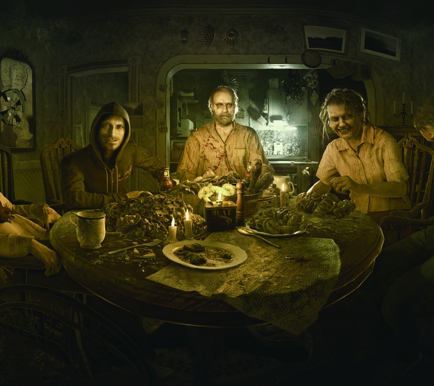 Resident Evil 7 Family dinner picture.